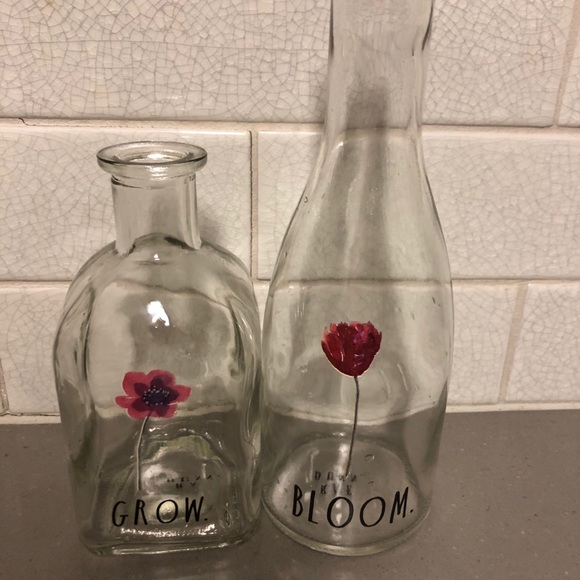 RAE DUNN SET OF 2 VASES- “Grow” & “Bloom”